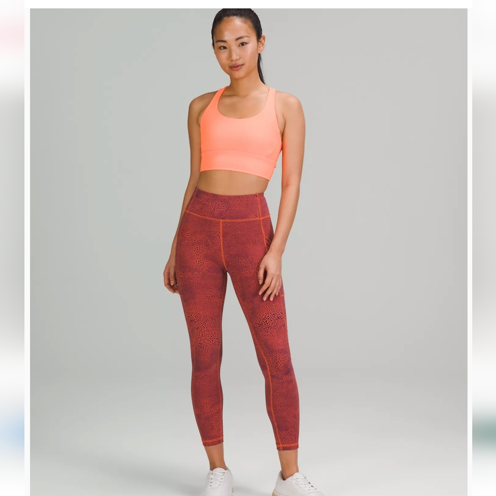 Lululemon Invigorate HR Tight 25" in Crackle Glaze Vintage Orange Larkspur color